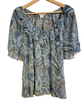 Sundance Silk Paisley Sheer Boho Blouse